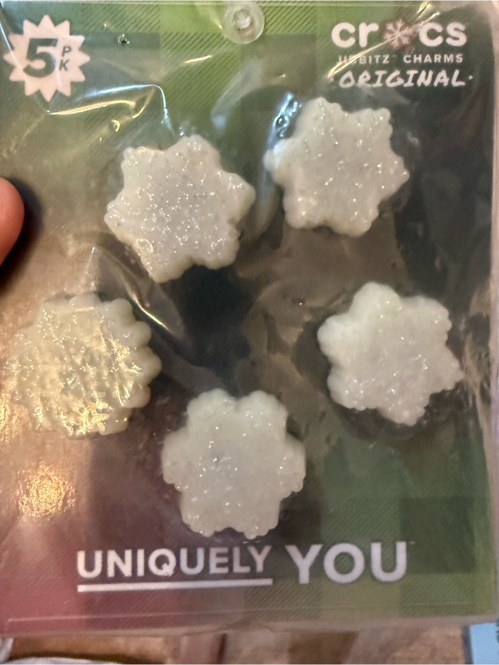 CROCS White Glitter Snowflake Jibbitz Charms - 5 Pack Light UP Flashing